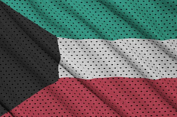 Kuwait Flagge Auf Polyester Nylon Mesh Gewebe Mit Einigen Falten — Stockfoto