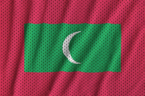 Σημαία των Μαλδίβων εκτυπώνονται σε ένα fabri αθλητικά με πλέγμα πολυεστέρα νάιλον — Φωτογραφία Αρχείου