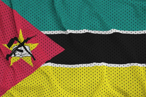 Bandiera Mozambico stampata su una maglia di nylon poliestere sportivo fab — Foto Stock