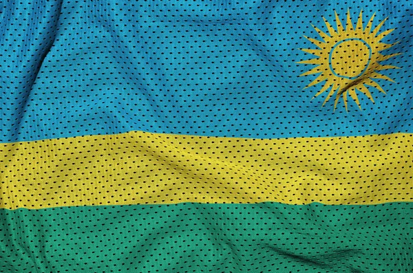 Флаг Руанды напечатан на полиэфирной нейлоновой ткани из спортивной сетки — стоковое фото