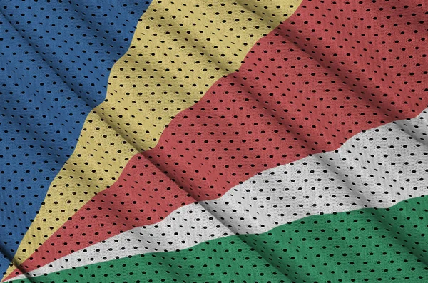 Seychellen-Flagge auf Polyester-Nylon-Sportbekleidung gedruckt — Stockfoto