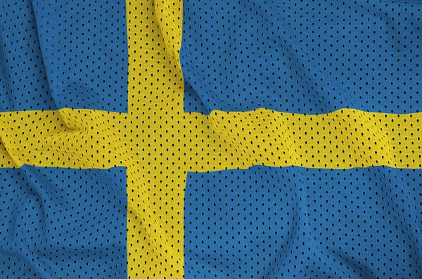 Vlajka Švédsko na mřížkové tkaniny polyesterové nylon sportovní oblečení — Stock fotografie
