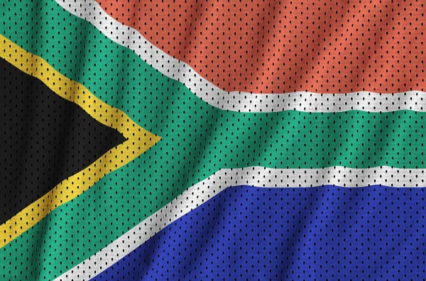 Bandera de Sudáfrica impresa en una malla de ropa deportiva de nylon de poliéster f — Foto de Stock