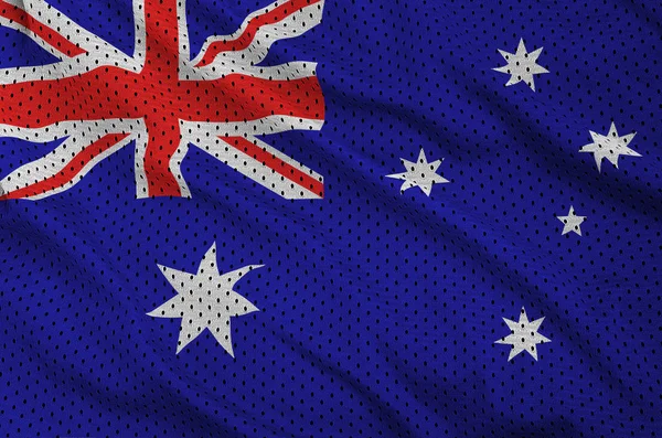 Australia Flag Printed Polyester Nylon Sportswear Mesh Fabric Some Folds — Stock Photo, Image
