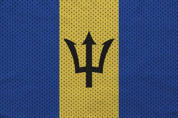 Barbados Flag Printed Polyester Nylon Sportswear Mesh Fabric Some Folds — Stock Photo, Image