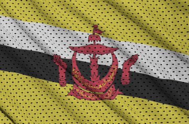 Bir polyester naylon spor giyim örgü kumaş bazı kıvrımlar ile Brunei Darussalam bayrak basılır