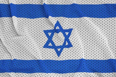 Bir polyester naylon spor giyim örgü kumaş bazı kıvrımlar ile İsrail bayrağı basılır