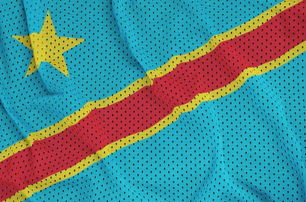 Bandiera democratica della Repubblica del Congo stampata su poliestere nyl — Foto Stock