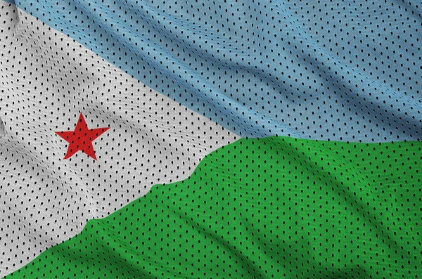 Bandera de Djibouti impresa en una malla de ropa deportiva de nylon de poliéster fabri — Foto de Stock