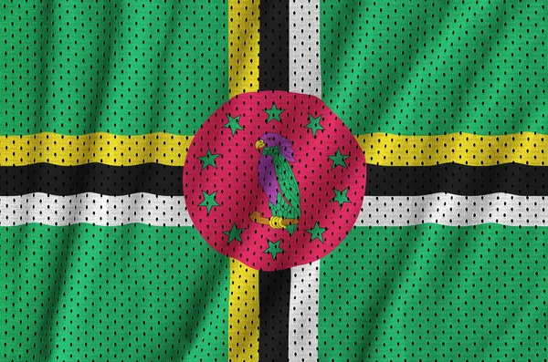 Bandiera Dominica Stampata Tessuto Rete Nylon Poliestere Sportivo Con Alcune — Foto Stock
