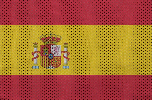 Drapeau d'Espagne imprimé sur un tissu de maille de vêtements de sport en nylon polyester w — Photo