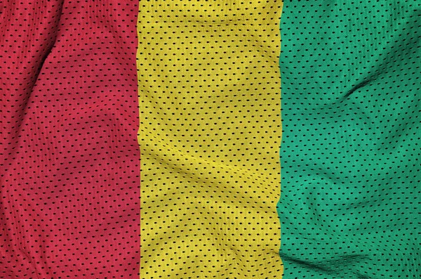 Bendera Guinea dicetak pada kain jala pakaian olahraga poliester nilon — Stok Foto