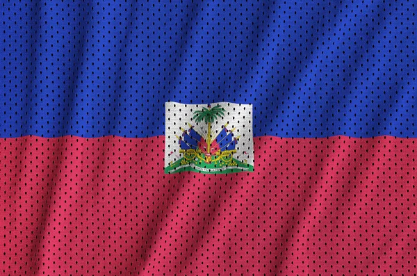 Bandiera Haiti stampata su un tessuto in rete di nylon poliestere sportivo w — Foto Stock