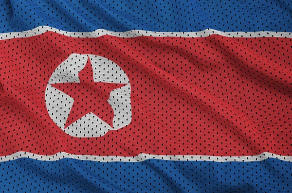 Bandeira da Coreia do Norte impresso em um poliéster nylon sportswear mesh fa — Fotografia de Stock