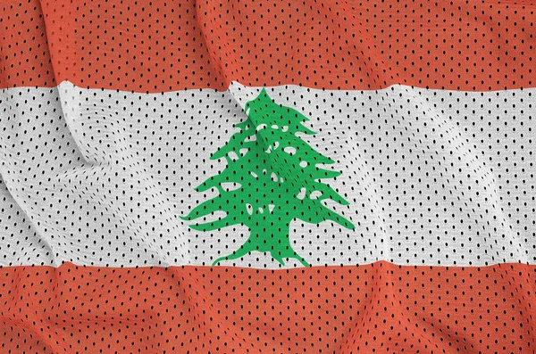 Libanonische Flagge auf Polyester-Nylon-Mesh-Gewebe für Sportbekleidung — Stockfoto