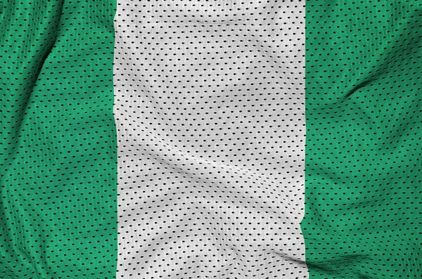 Bandeira Nigéria Impressa Tecido Malha Nylon Poliéster Sportswear Com Algumas — Fotografia de Stock