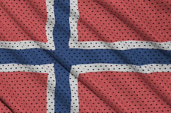 Bandiera Norvegia stampata su un tessuto in rete di nylon poliestere sportivo — Foto Stock