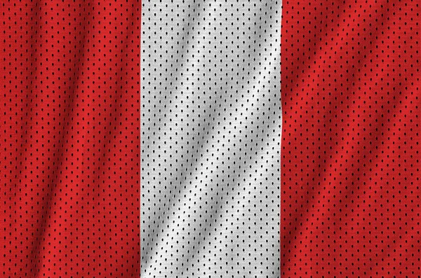 Vlag van Peru afgedrukt op een polyester nylon sportkleding netweefsel wi — Stockfoto