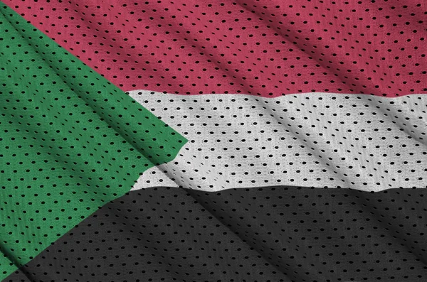 Sudan-Flagge auf Polyester-Nylon-Sportbekleidung-Mesh-Gewebe gedruckt — Stockfoto