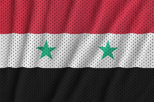 Syrien flagga tryckt på en polyester nylon sportkläder mesh tyg w — Stockfoto