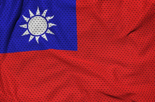 Taiwan flagga tryckt på en polyester nylon sportkläder mesh tyg — Stockfoto