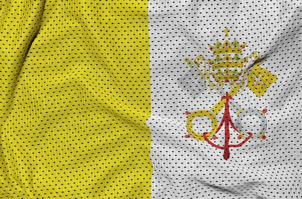 Vlag Van Vaticaanstad Staat Afgedrukt Een Polyester Nylon Sportkleding Netweefsel — Stockfoto