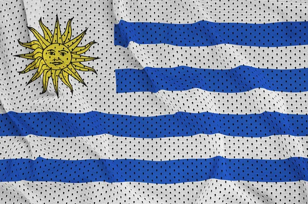Bandeira do Uruguai impressa em um tecido de malha esportiva de nylon poliéster — Fotografia de Stock