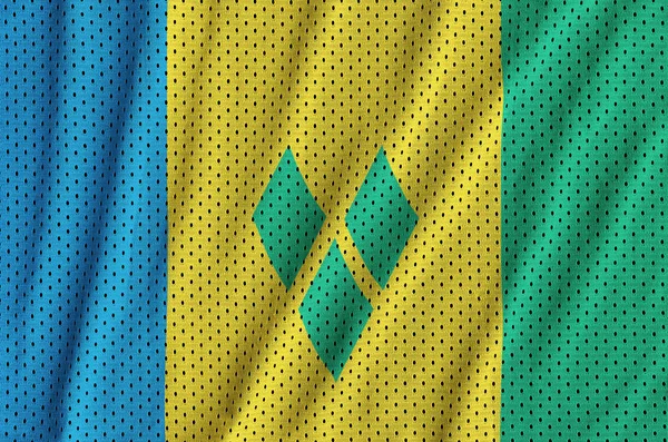 Saint Vincent Grenadines Flag Printed Polyester Nylon Sportswear Mesh Fabric — Stock Photo, Image