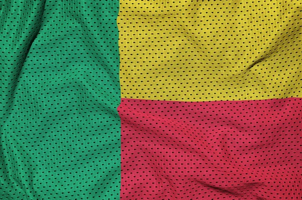 Bendera Benin dicetak pada poliester nilon pakaian olahraga mesh kain w — Stok Foto