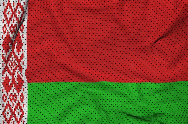 白俄罗斯国旗印在聚酯尼龙运动运动服网布上 — 图库照片
