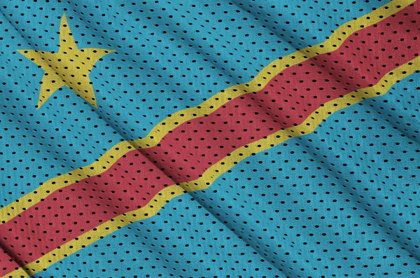 Demokratiska republiken Kongo flagga tryckt på en polyester nyl — Stockfoto