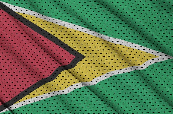 Bandeira da Guiana impressa em um tecido de malha de nylon poliéster sportswear — Fotografia de Stock