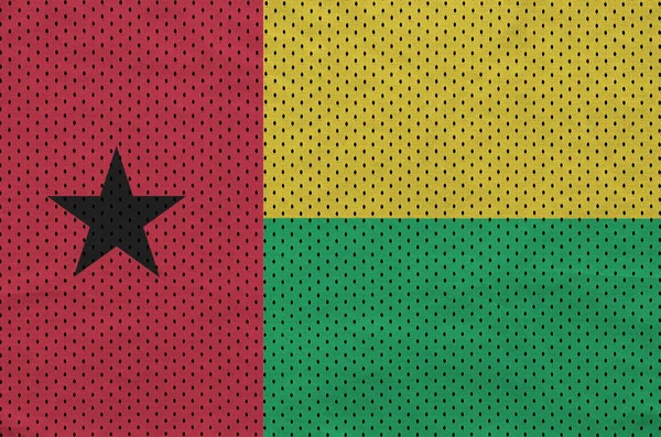 Guinea Bissau Flagge Auf Polyester Nylon Netzstoff Mit Einigen Falten — Stockfoto