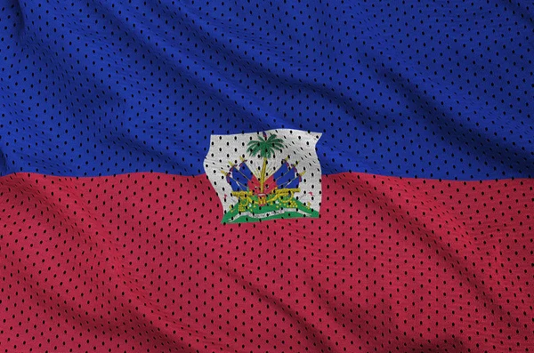 Σημαία Της Αϊτής Εκτυπώνονται Ένα Ύφασμα Πολυεστέρα Νάιλον Sportswear Ματιών — Φωτογραφία Αρχείου