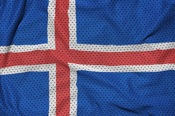 Islands flagga tryckt på en polyester nylon sportkläder mesh tyg — Stockfoto