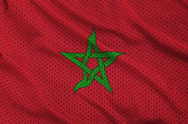 Morocco Flag Printed Polyester Nylon Sportswear Mesh Fabric Some Folds — Stock Photo, Image