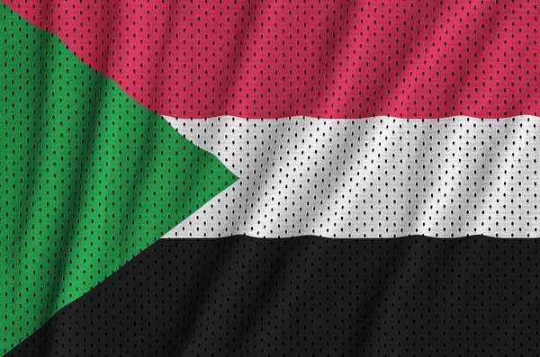 Флаг Судана напечатан на полиэфирной нейлоновой ткани спортивной сетки — стоковое фото