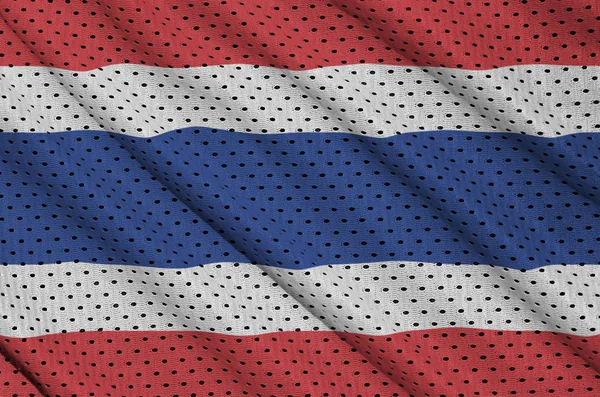 泰国国旗印在聚酯尼龙运动服网布料 — 图库照片