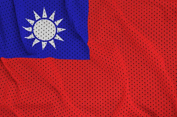 Taiwan flag printed on a polyester nylon sportswear mesh fabric — Stock Photo, Image