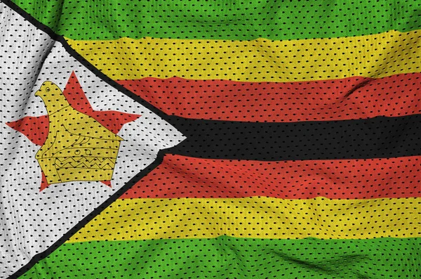 Zimbabwe bandiera stampata su una maglia di nylon poliestere abbigliamento sportivo fabri — Foto Stock