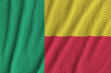 Benin flag printed on a polyester nylon sportswear mesh fabric w