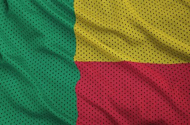 Benin flag printed on a polyester nylon sportswear mesh fabric w
