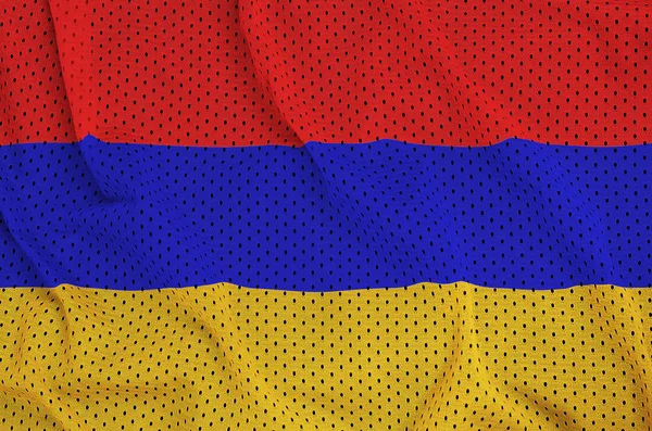 Bandiera Armenia stampata su un tessuto in rete di nylon poliestere sportivo — Foto Stock
