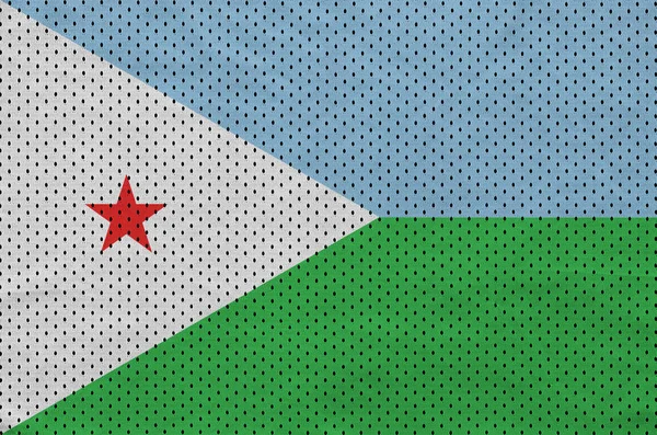 Bandera de Djibouti impresa en una malla de ropa deportiva de nylon de poliéster fabri — Foto de Stock