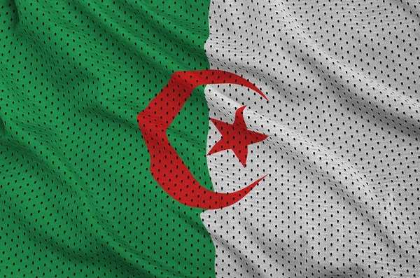 Vlag van Algerije afgedrukt op een netweefsel van polyester nylon sportkleding — Stockfoto