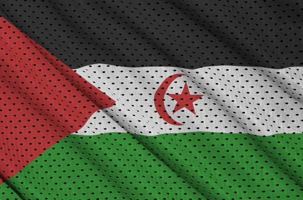 Western Sahara flag printed on a polyester nylon sportswear mesh — Stock Photo, Image