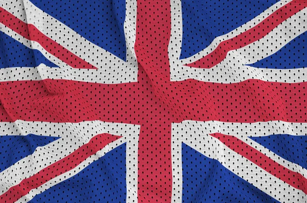 Flaga Wielkiej Brytanii Wydrukowano Materiał Siatki Sprawny Poliestru Nylonu Niektórych — Zdjęcie stockowe