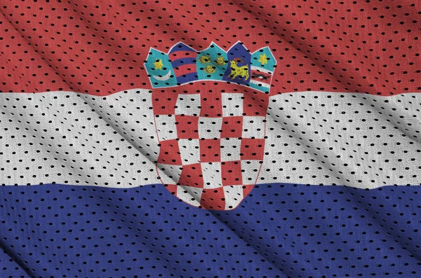Flaga Chorwacji Drukowane Materiał Siatki Sprawny Poliestru Nylonu Niektórych Fałdy — Zdjęcie stockowe