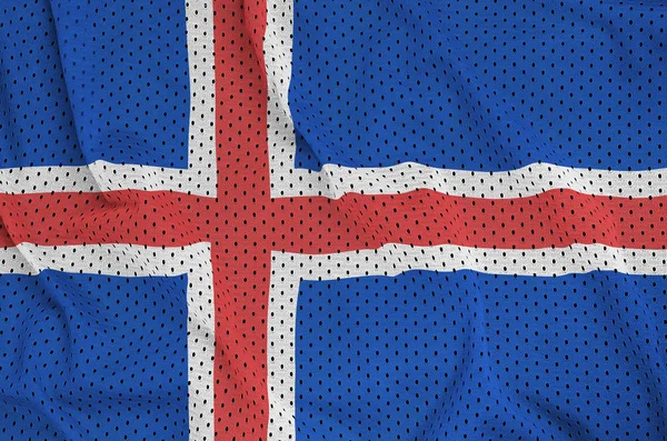 Islands flagga tryckt på en polyester nylon sportkläder mesh tyg — Stockfoto