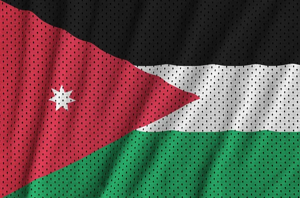 Bandeira da Jordânia impressa em um tecido de malha de nylon poliéster sportswear — Fotografia de Stock